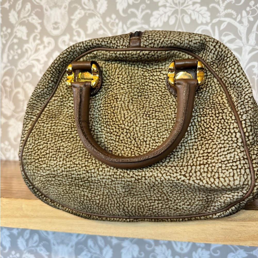 BORBONESE Brown Textured Satchel Pouch Included✨️ - Picture 2 of 16